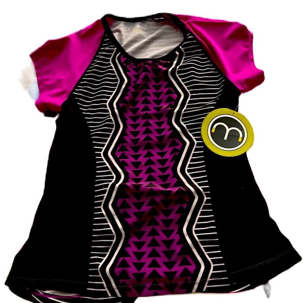Cycling Shirt with Back Pocket by Moxie. Purples & Black. Sz L NWT - Picture 2 of 3